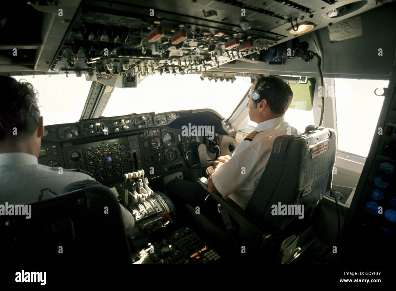 Innenraum eines Boeing 747 Cockpit. Stockfoto