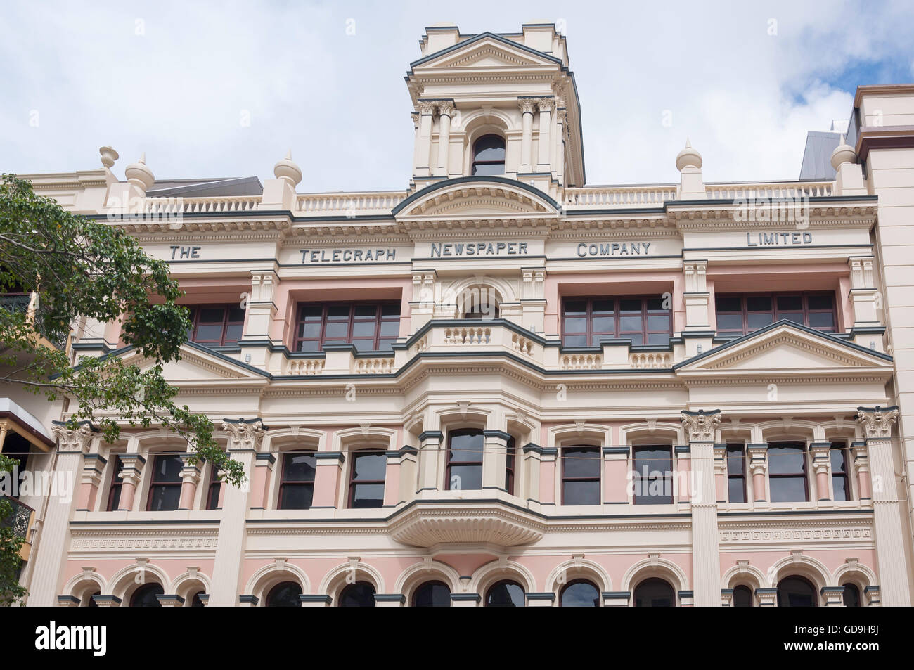Die Erbe-Telegraph Zeitung Company Gebäude-Fassade, Queen Street, Brisbane City, Brisbane, Queensland, Australien Stockfoto