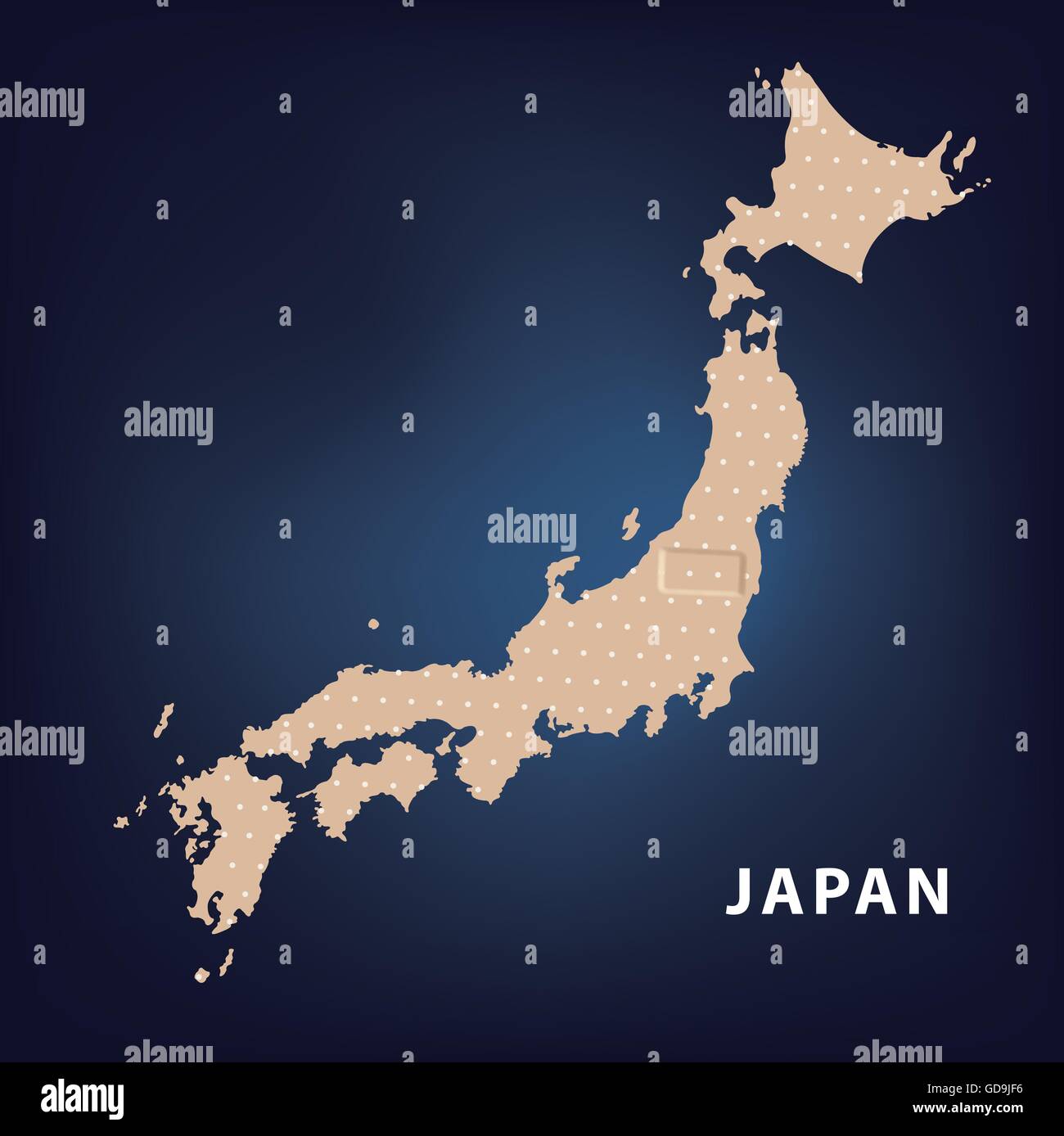Hand mit Japan Karte mit seismischen Epizentrum. Helfen Japan Stock Vektor