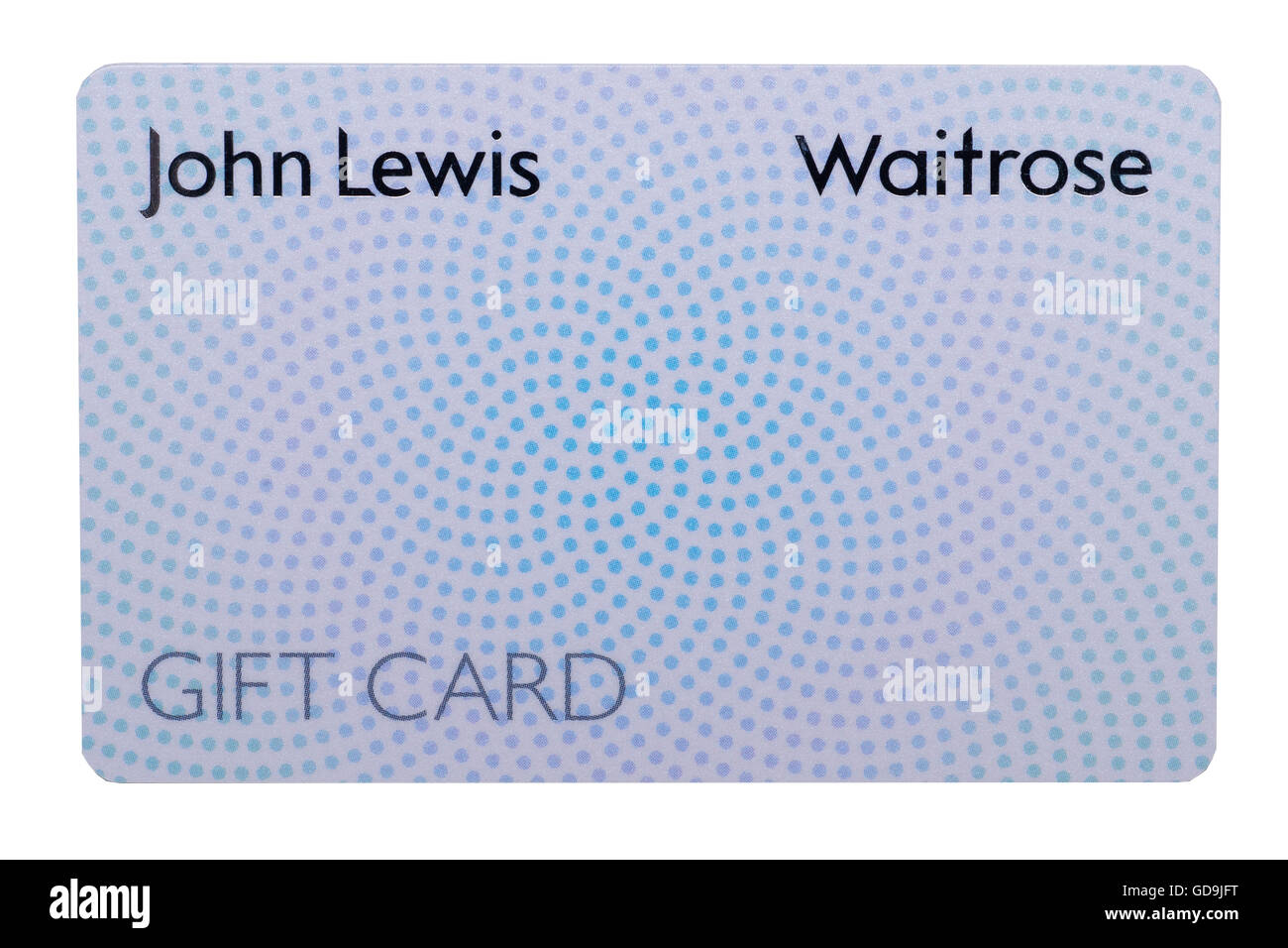 John Lewis oder Waitrose Geschenk Karte Gutschein auf weißem Hintergrund Stockfoto