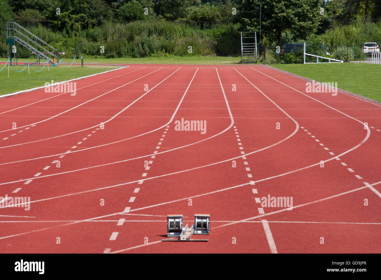 Laufstrecke in Thames Valley Athletics Centre, Pococks Lane, Eton, Berkshire, England, Vereinigtes Königreich Stockfoto