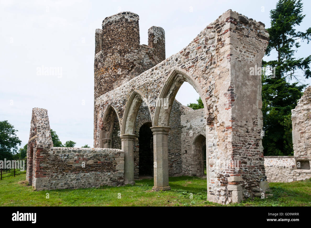 Die zerstörte Kirche St Mary, einmal einen Teil der verlorenen Dorf Appleton zwischen West Newton und Sandringham in West Norfolk. Stockfoto