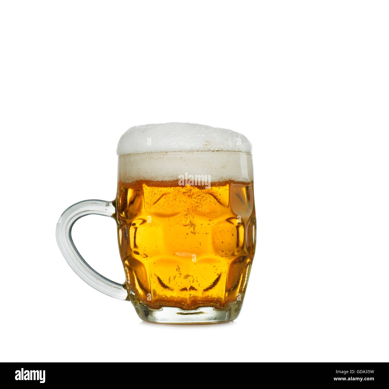 Frostigen Glas helles Bier Satz isoliert auf weißem Hintergrund Stockfoto