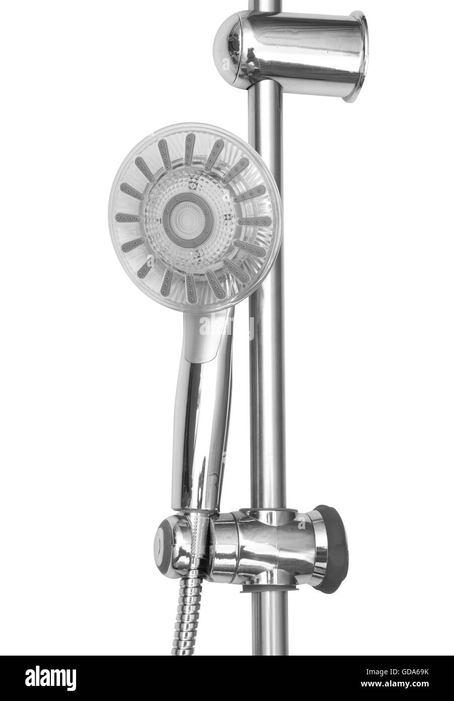 Chrom-Duschkopf, Isolated on White Background Stockfoto