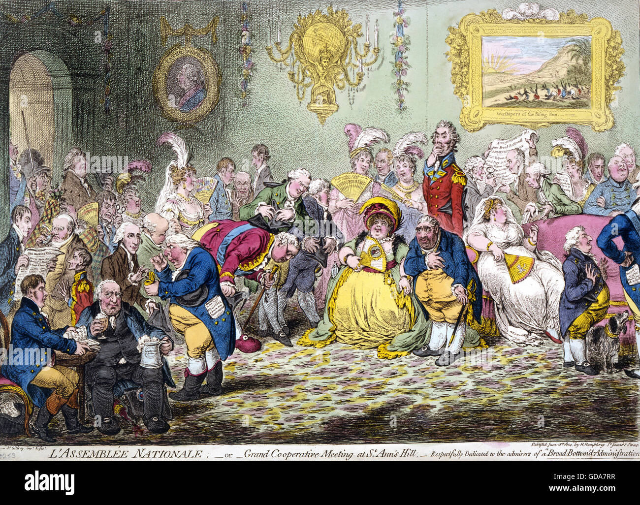 JAMES GILLRAY (1756/7-1815) englischen Karikaturisten. L'Assemblee Nationale (1804) Stockfoto