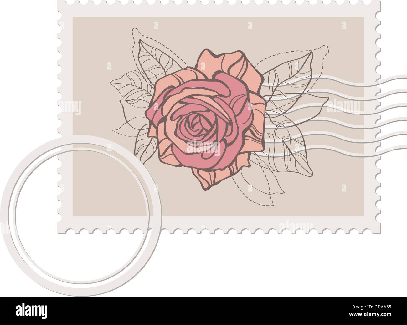 leere Briefmarke mit Rose. Vintage-Stil Stock Vektor