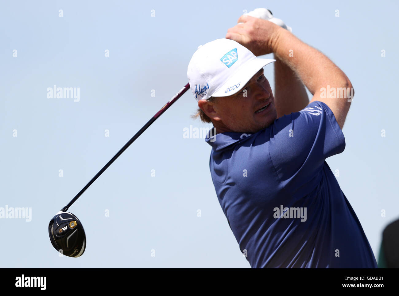 Südafrikas Ernie Els Abschlag auf dem vierten Loch während eines der The Open Championship 2016 im Royal Troon Golf Club, South Ayrshire. PRESSEVERBAND Foto. Bild Datum: Donnerstag, 14. Juli 2016. Vgl. PA Geschichte GOLF Open. Bildnachweis sollte lauten: David Davies/PA Wire. Einschränkungen: Nur zur redaktionellen Verwendung. Keine kommerzielle Nutzung. Standbild-Gebrauch bestimmt. Die Open Championship Logo und klare Verbindung zu The Open Website (TheOpen.com) auf Website-Veröffentlichung enthalten sein. Rufen Sie + 44 (0) 1158 447447 für weitere Informationen. Stockfoto