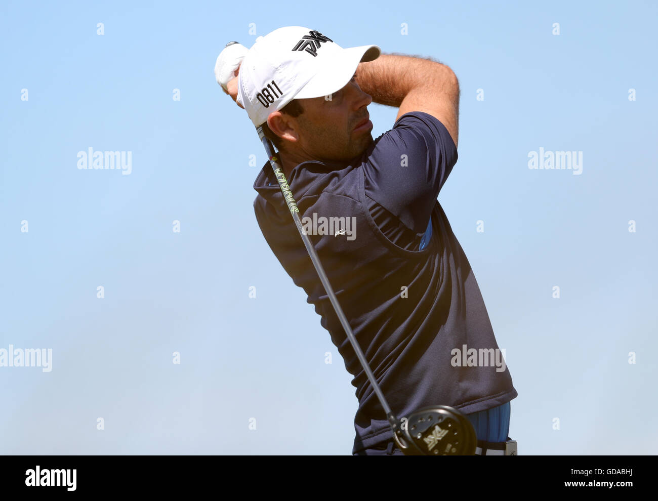 Südafrikas Charl Schwartzel Abschlag auf dem vierten Loch während eines der The Open Championship 2016 im Royal Troon Golf Club, South Ayrshire. PRESSEVERBAND Foto. Bild Datum: Donnerstag, 14. Juli 2016. Vgl. PA Geschichte GOLF Open. Bildnachweis sollte lauten: David Davies/PA Wire. Einschränkungen: Nur zur redaktionellen Verwendung. Keine kommerzielle Nutzung. Standbild-Gebrauch bestimmt. Die Open Championship Logo und klare Verbindung zu The Open Website (TheOpen.com) auf Website-Veröffentlichung enthalten sein. Rufen Sie + 44 (0) 1158 447447 für weitere Informationen. Stockfoto