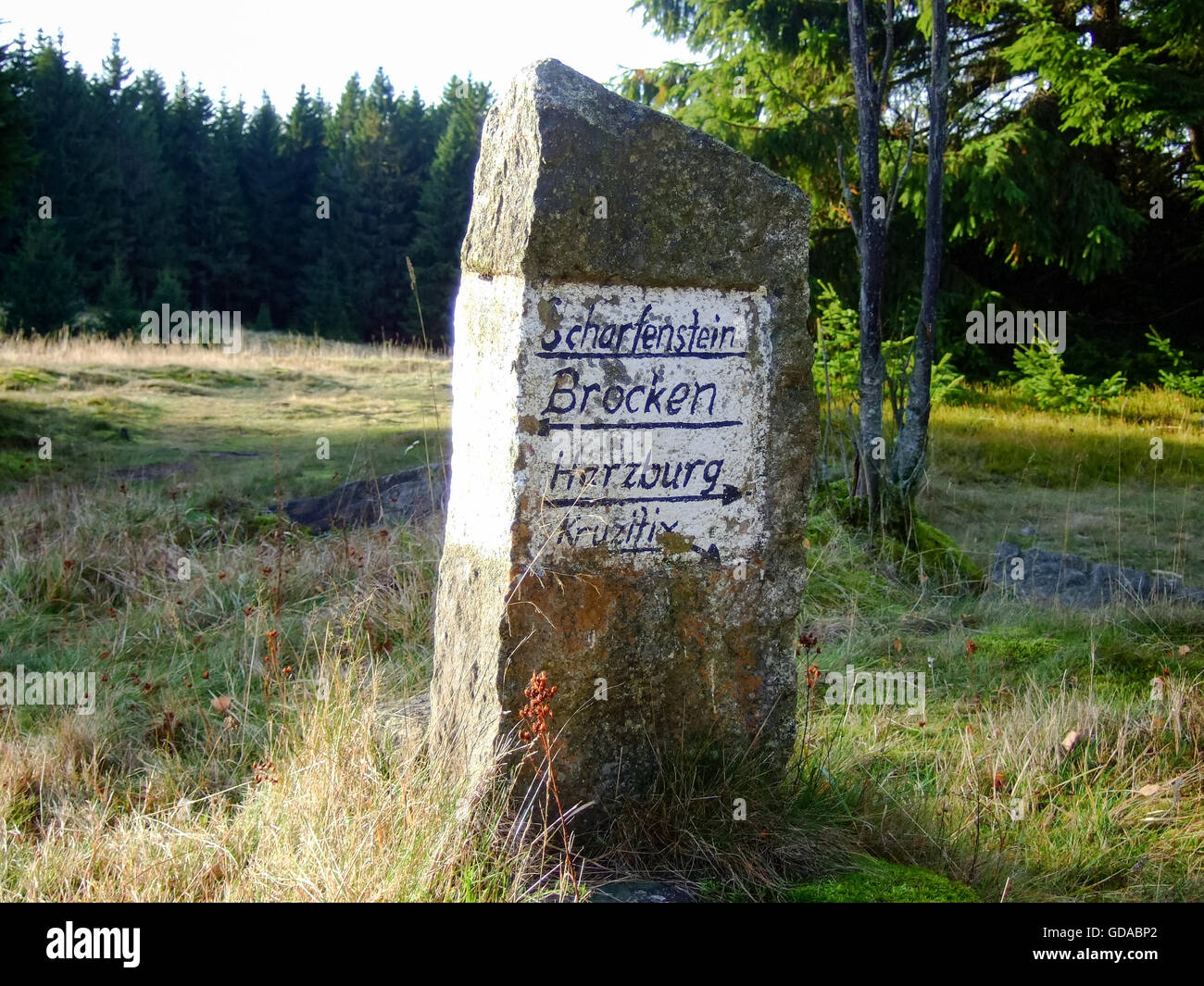 Mit einem felsbrocken und einem wegweiser im vordergrund Fotos und