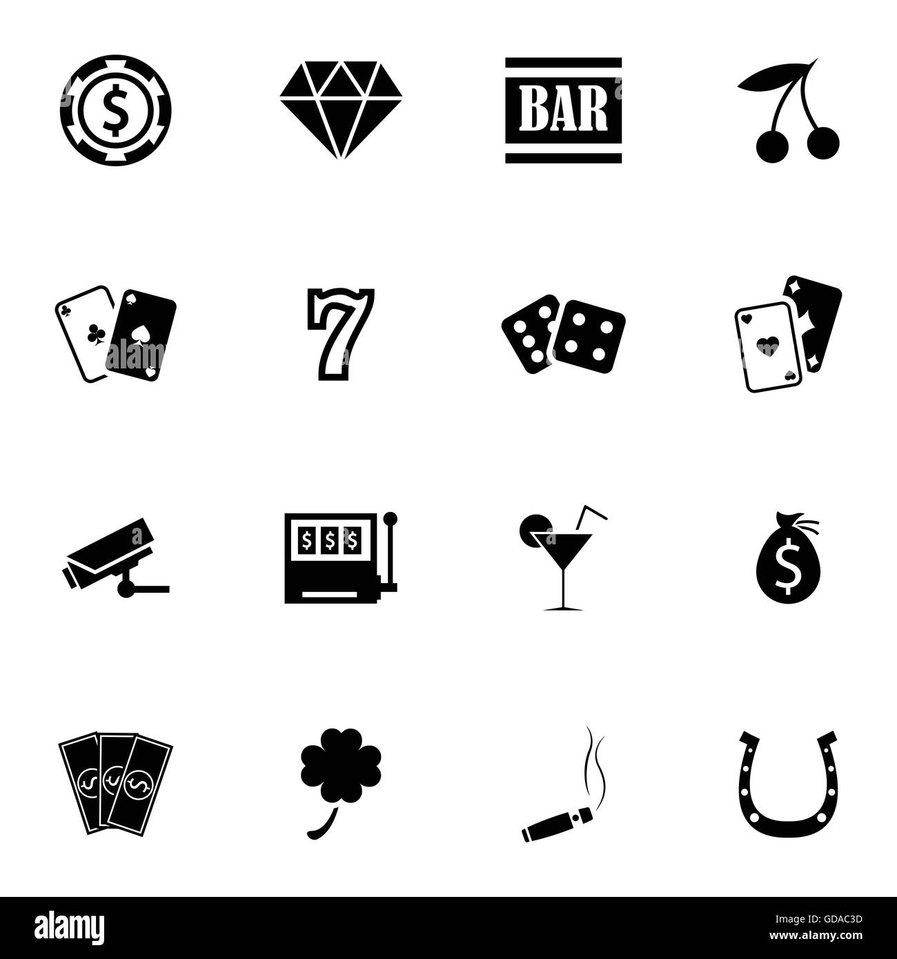 Vektor schwarz Casino Icons set Stock Vektor