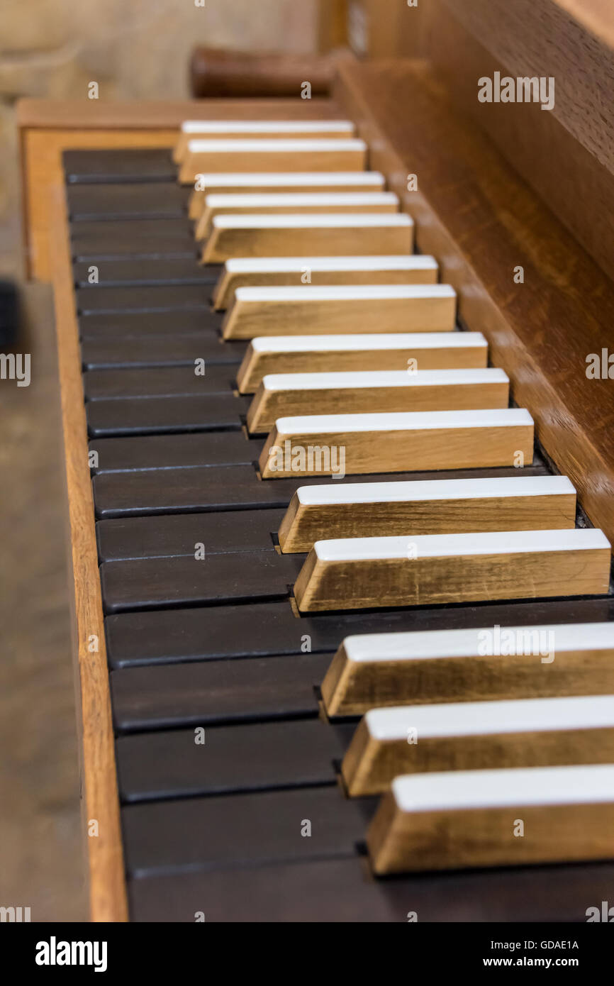 Eine manuelle Kirchenorgel schwarz-weiß-Tastatur Stockfoto