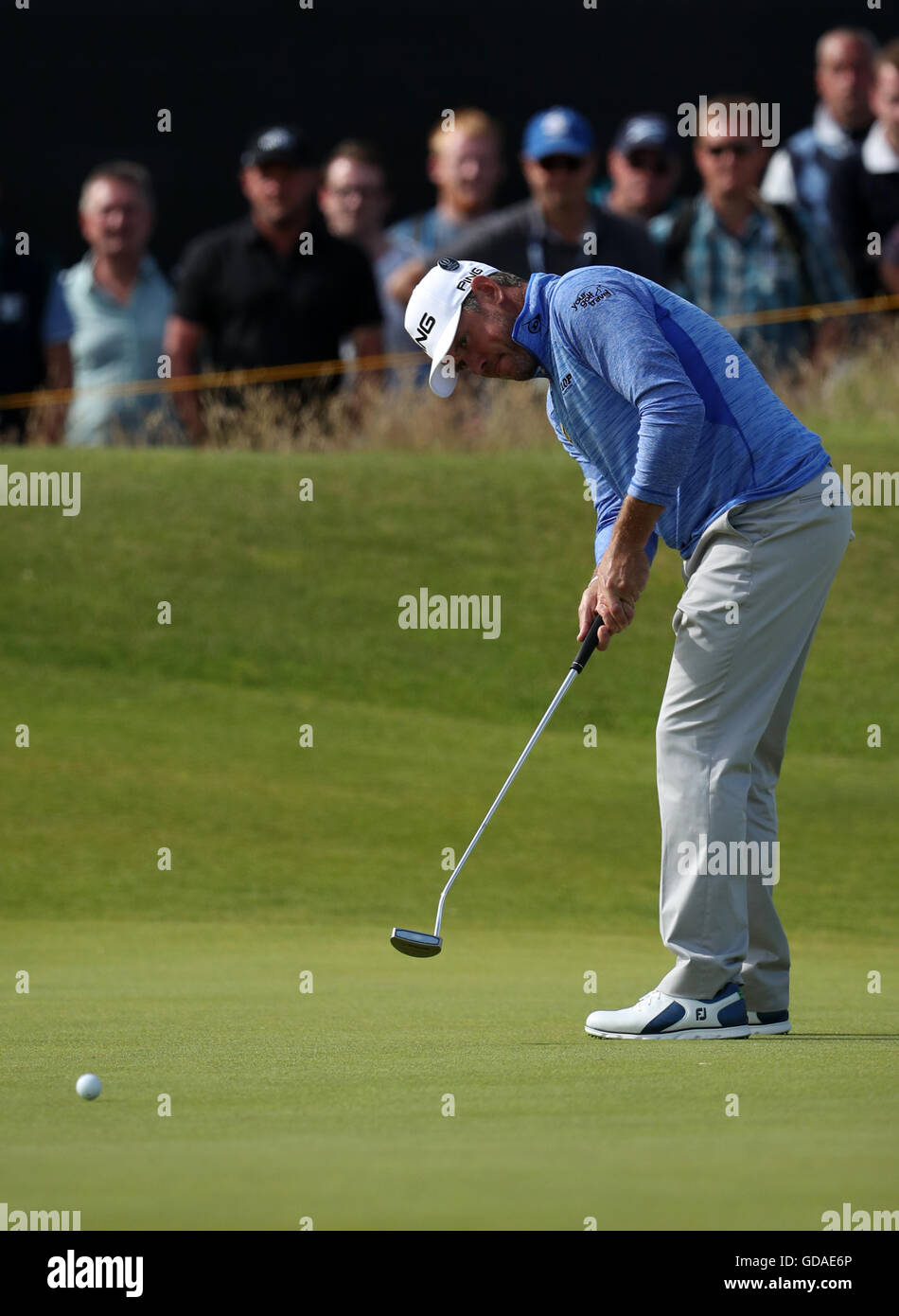 Englands Lee Westwood bei Tag eins von The Open Championship 2016 im Royal Troon Golf Club, South Ayrshire. Stockfoto
