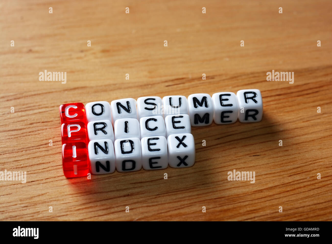 VPI-Verbraucherpreisindex Definition geschrieben am Würfel Stockfoto