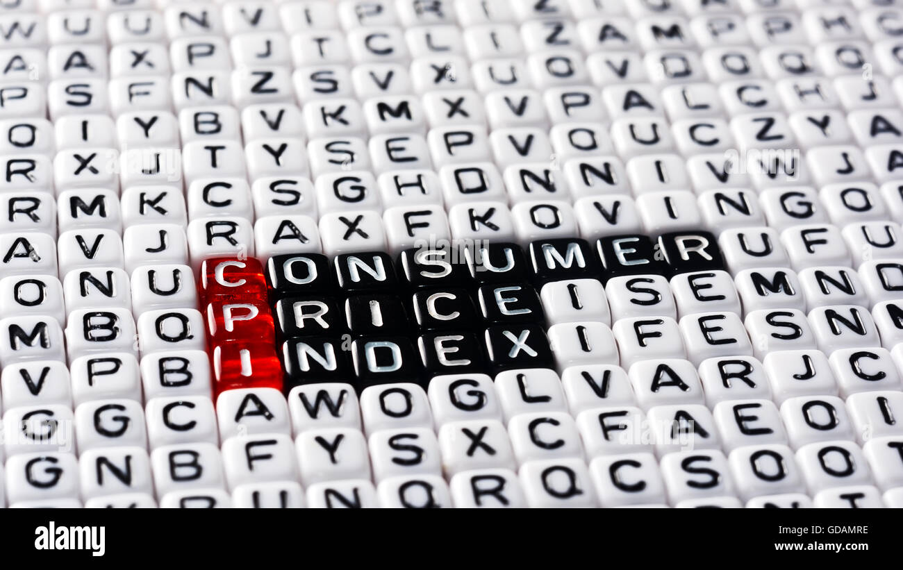 VPI-Verbraucherpreisindex Definition geschrieben am Würfel Stockfoto