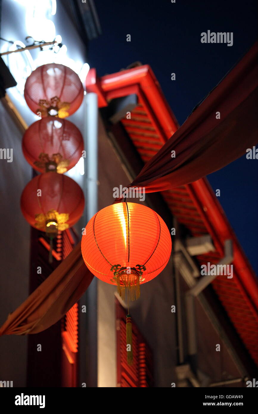Asiatische Laternen in Einem Laden Im Chinatown Und Altstadt von Singapur Im Inselstaat Singapur in Asien. Stockfoto