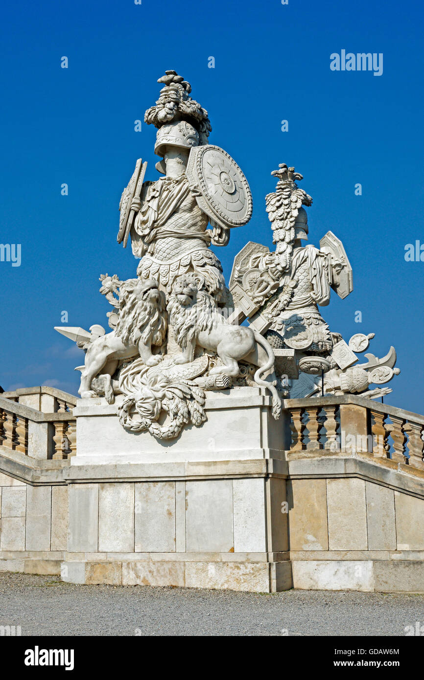Schloss Schönbrunn, Gloriette, Statuen Stockfoto