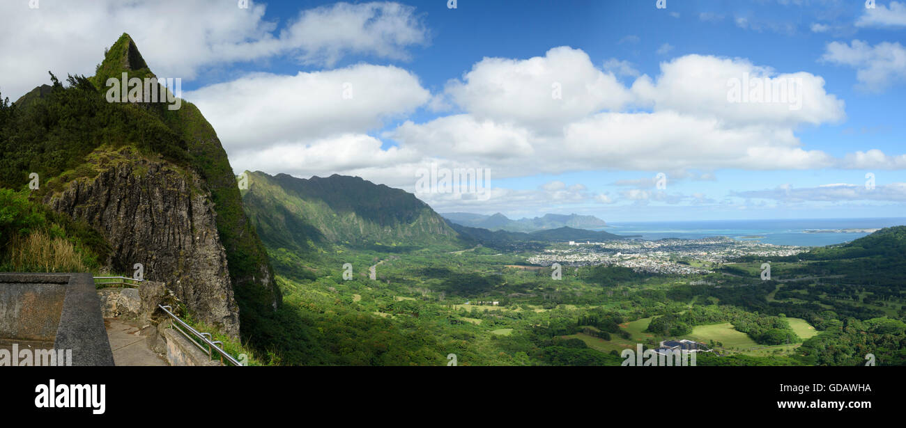 USA, Hawaii, Oahu, Honolulu, Nu'uani Pali Lookout Stockfoto