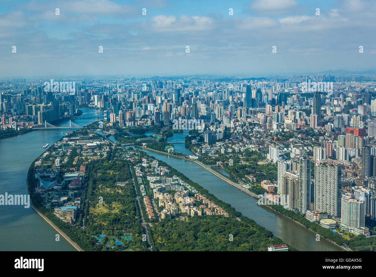 China, Provinz Guangdong, Guangzhou City Skyline von Central Guangzhou, Pearl River Stockfoto