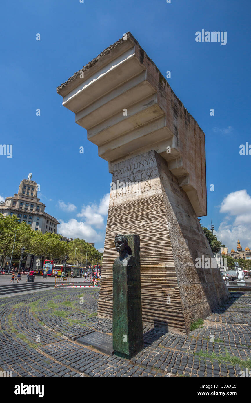 Spanien, Katalonien, Barcelona City, Catalunya Square, Francesc Macia Denkmal Stockfoto