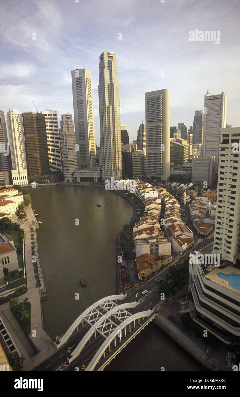 ASIEN, SUEDOST, SINGAPUR, STADT, ZENTRUM, PROMENADE, SKYLINE, BOOT-QUAI, SINGAPUR RIVER, STADT ZENTRUM, DOWN TOWN, UEBERSICHT, Stockfoto