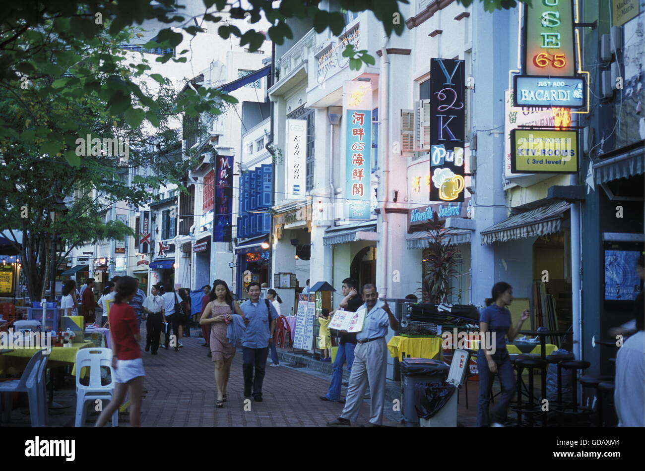 ASIEN, SUEDOST, SINGAPUR, STADT, ZENTRUM, PROMENADE, RESTAURANT, Boot QUAI, SINGAPUR RIVER, sterben Restaurant Zone bin Boot Quai d Stockfoto