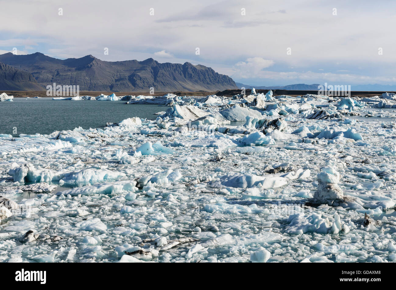 Glazial-See Jökulsarlon mit Eisbergen im Süden Islands. Stockfoto