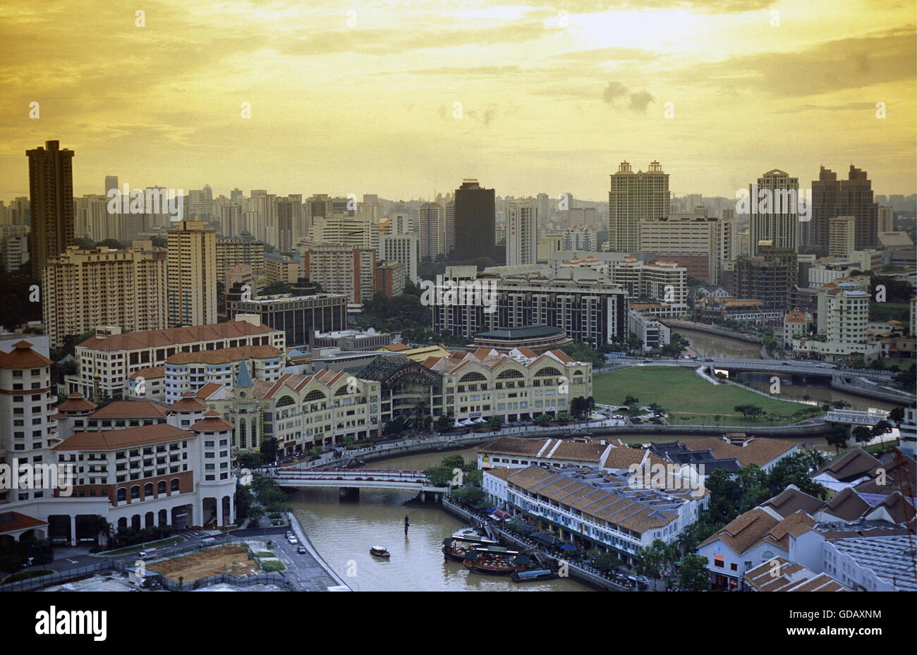 ASIEN, SUEDOST, SINGAPUR, STADT, ZENTRUM, PROMENADE, SKYLINE, BOOT-QUAI, SINGAPUR RIVER, STADT ZENTRUM, DOWN TOWN, UEBERSICHT, Stockfoto