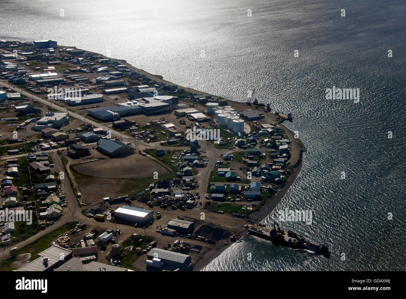 Kotzebue, Alaska, USA, Antenne, Stadt Stockfoto