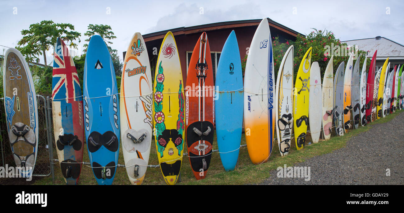 Maui, Strand, Meer, Paia, USA, Hawaii, Amerika, Surfing, Surfbretter, hell, Wassersport, Stockfoto
