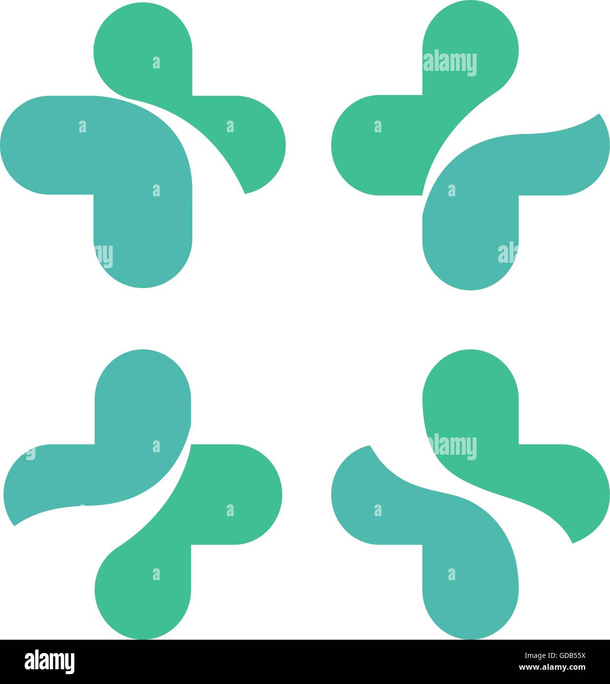 Medizinische Kreuz. Logo zu überqueren. Wellen durch das elegante Kreuz. Vektor-Symbol des Kreuzes mit abgerundeten Ecken. Vector Kreuze auf Lager. Medizinische Logos gesetzt. Vektor-Logo-Sammlung zu überqueren. Med Kreuz. Stock Vektor