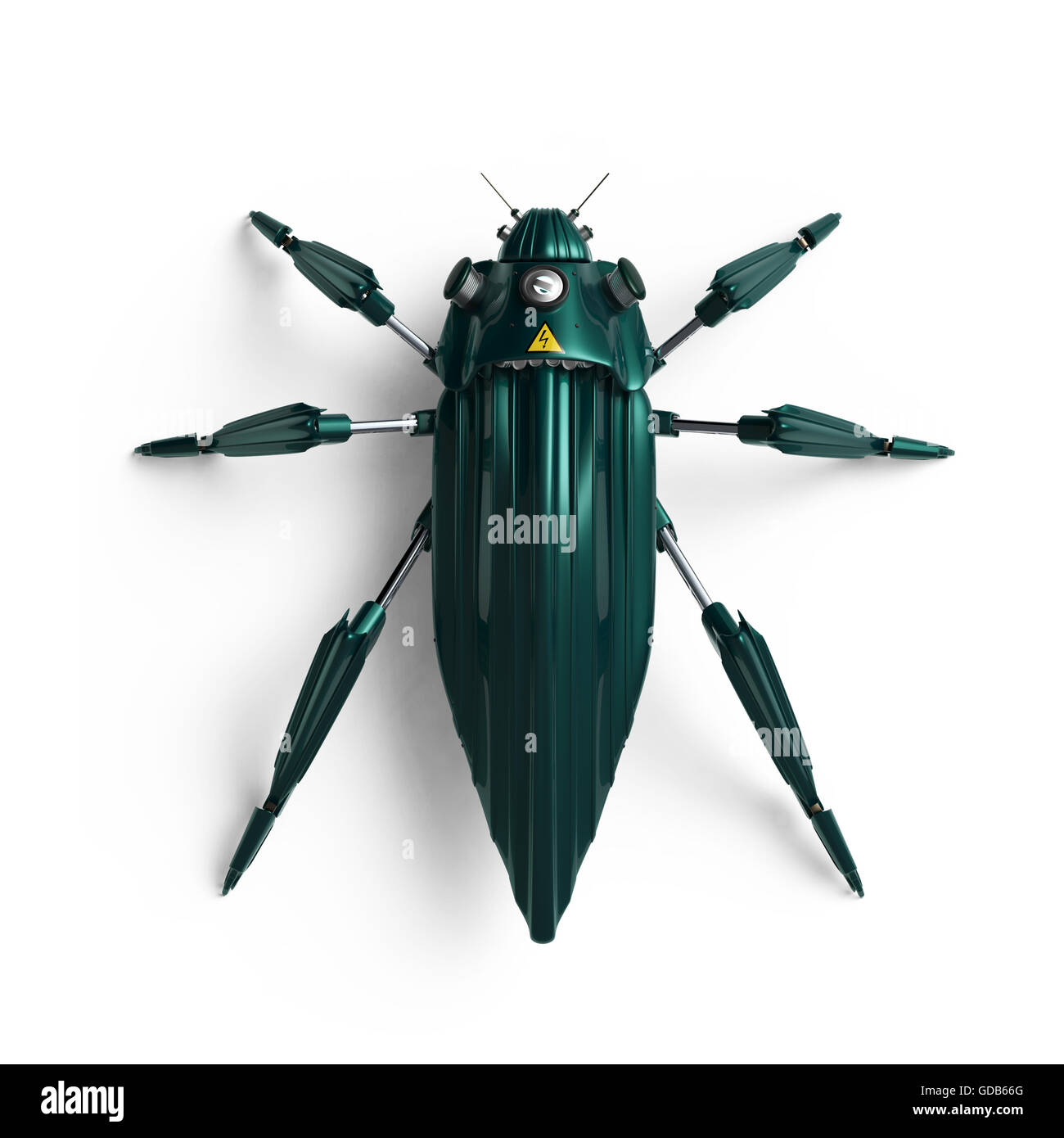 Draufsicht der künstlichen, Streamline, Art-deco-Stil, Käfer Insekt Roboter hoher Auflösung rendern Stockfoto