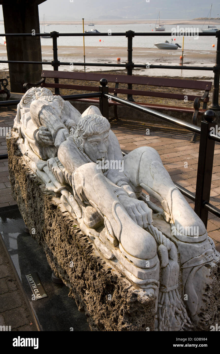 Großbritannien, Wales, Gwynedd, Barmouth, die letzten schleppen Männer Angeln Skulptur von Frank Cocksey Stockfoto