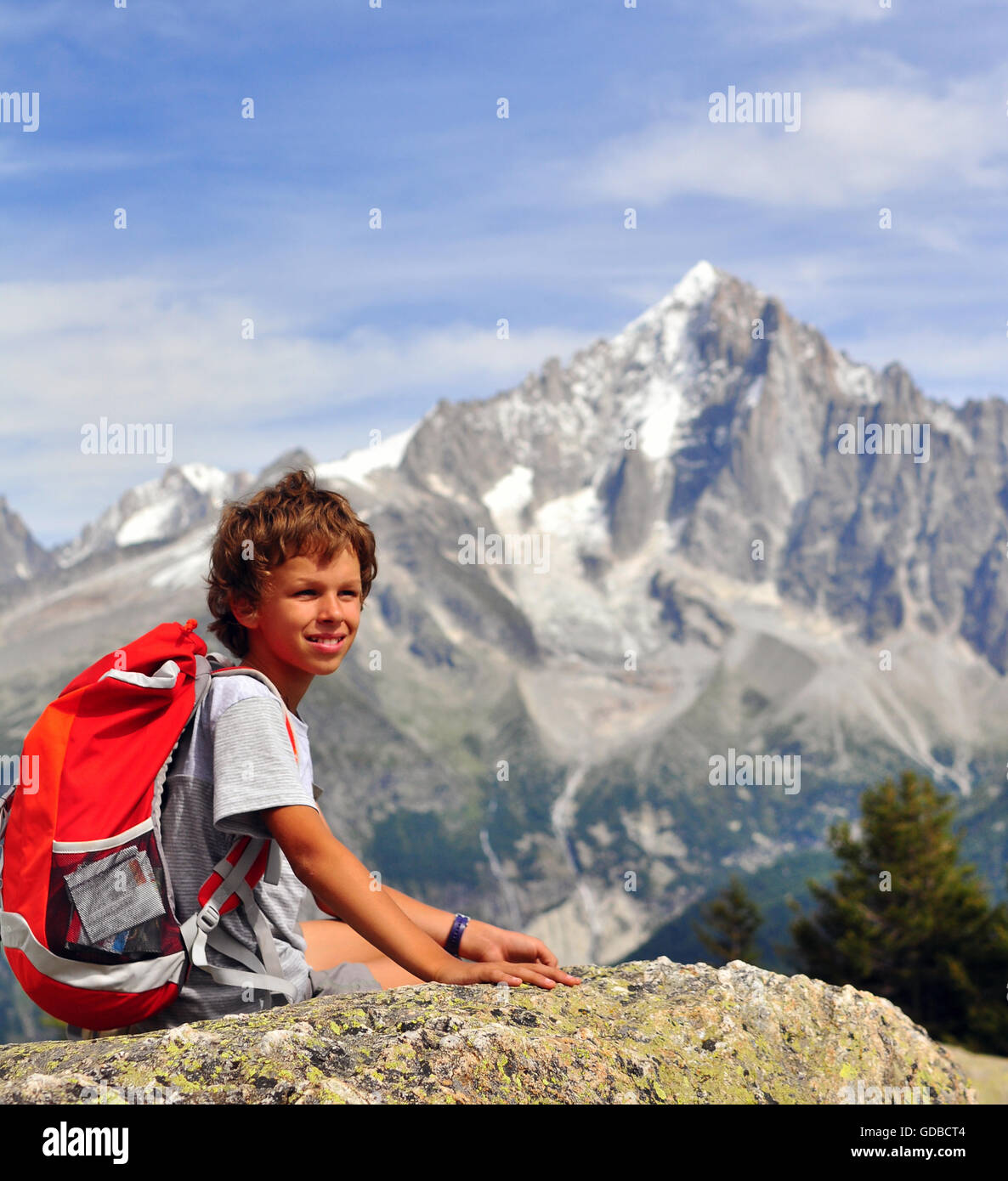 Kleinen Reisenden in Bergen, Chamonix, Frankreich Stockfoto