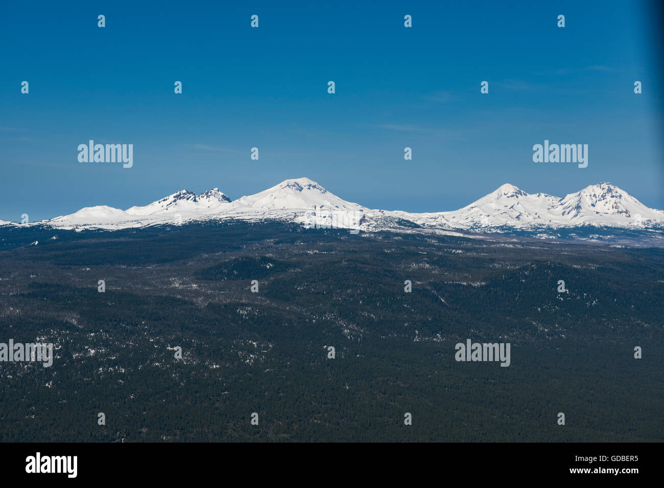 Luftaufnahme der drei Schwestern Vulkane in der Nähe von Bend, Oregon, USA Stockfoto