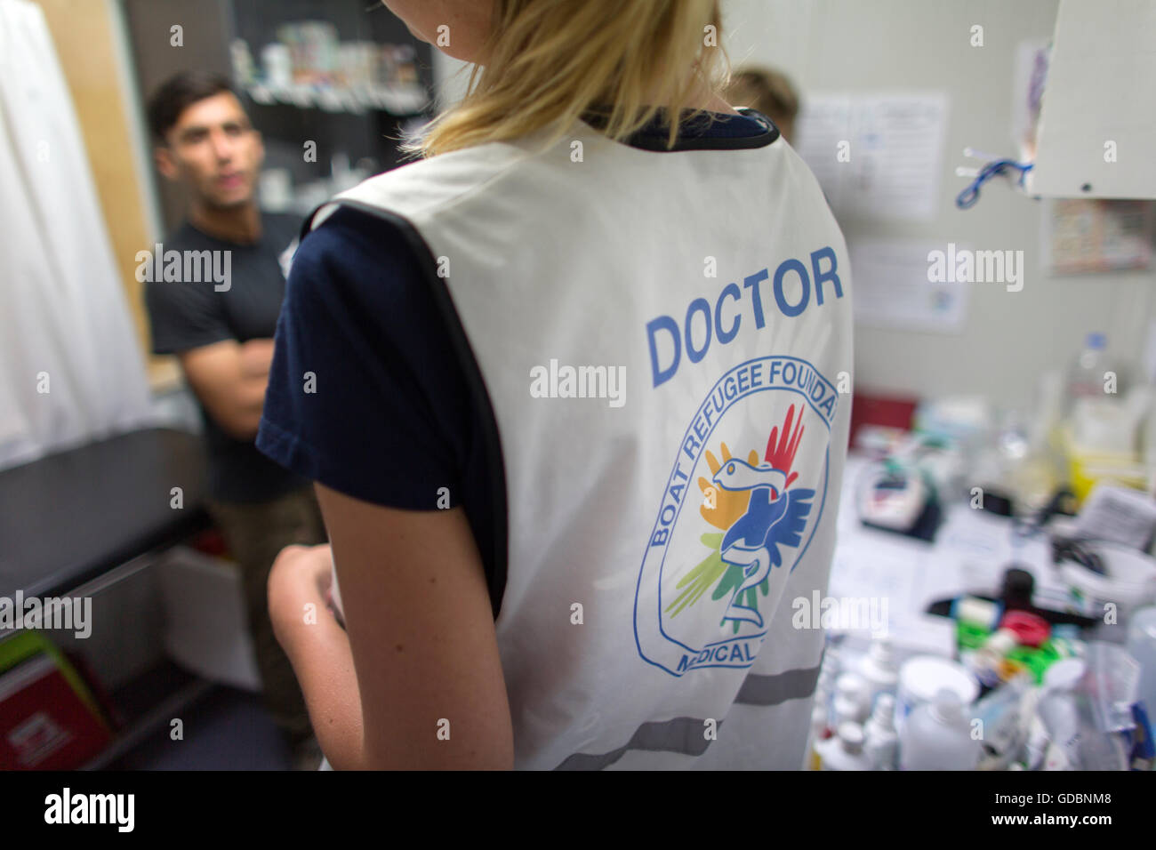 Mobile Klinik für syrische Flüchtlinge, Boot Flüchtling Stiftung in Lesbos, Griechenland Stockfoto