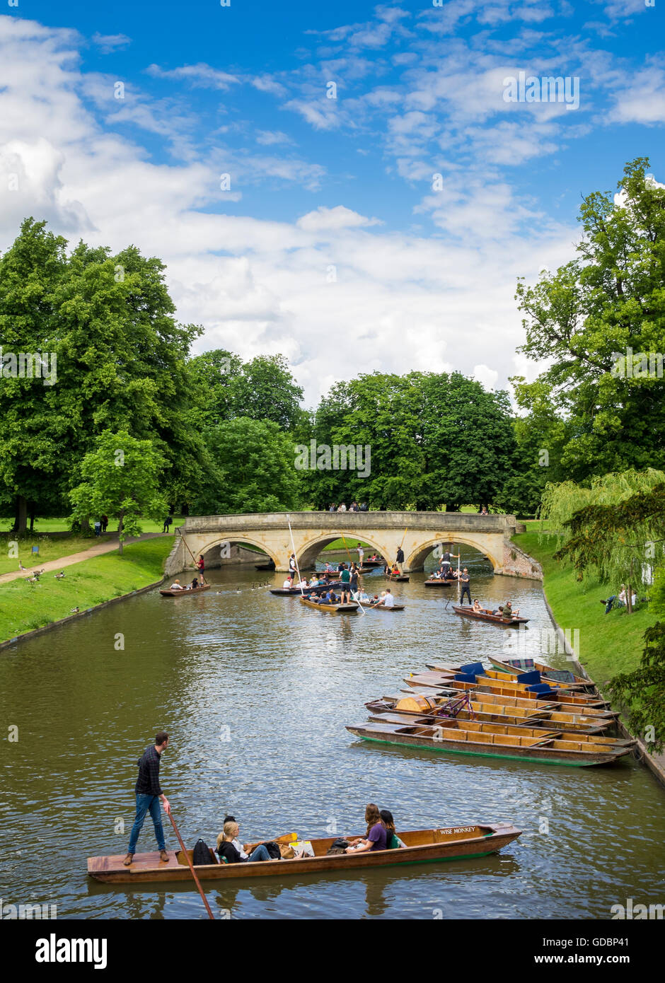 Bootfahren auf dem Fluss Cam, Cambridge, England, UK Stockfoto