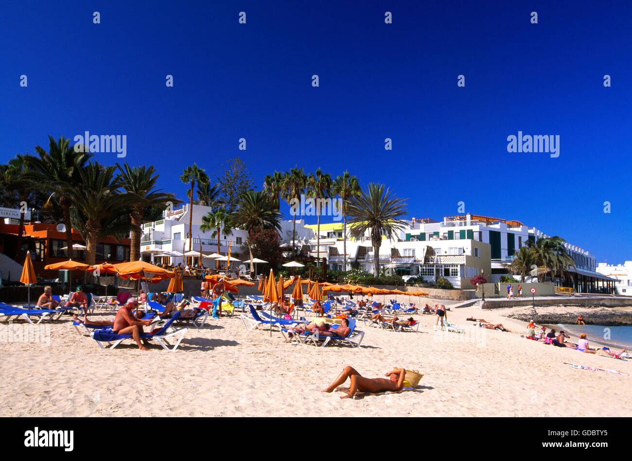 Strand von Corralejo, Fuerteventura, Kanarische Inseln, Spanien Stockfoto