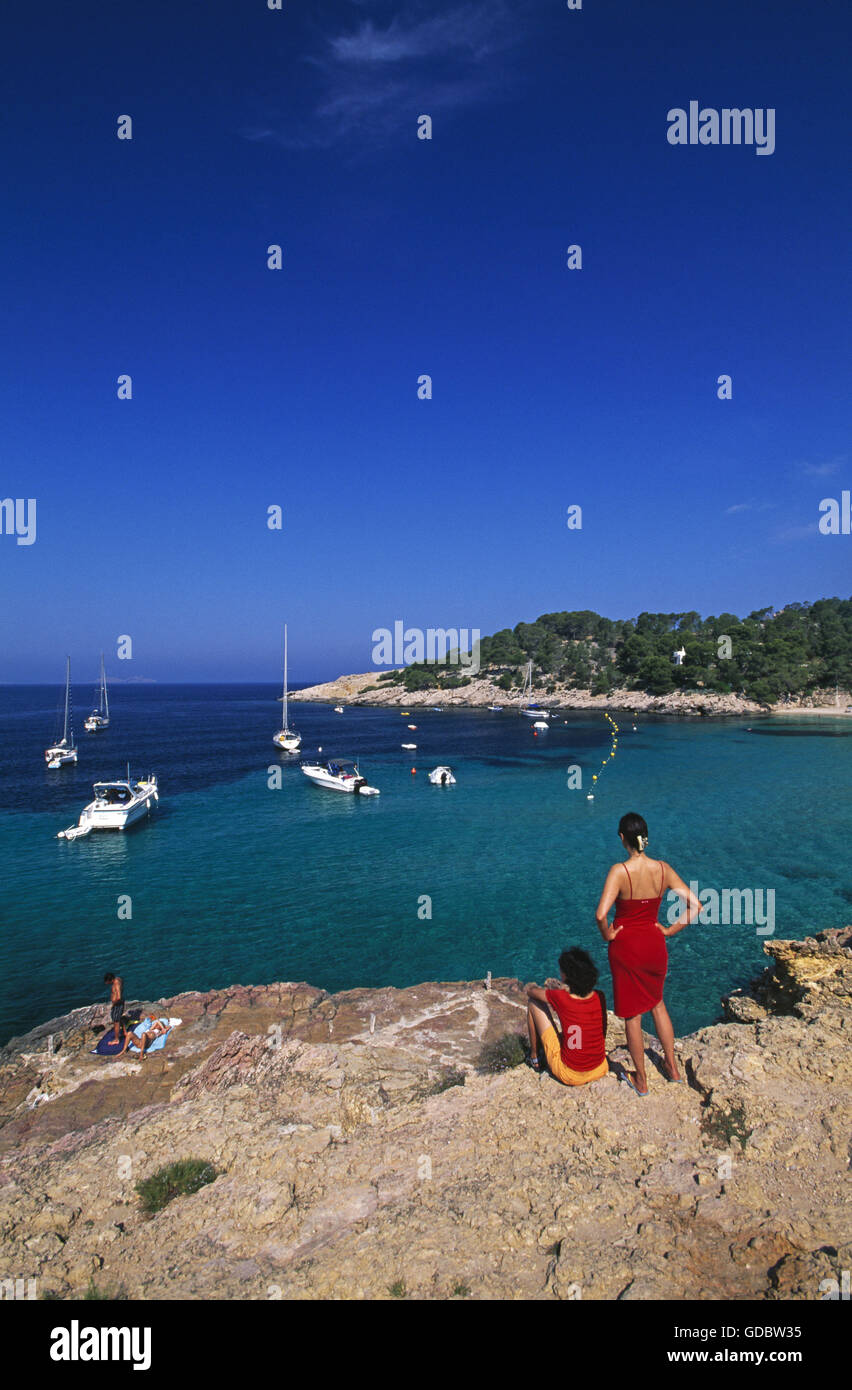 Cala Salada, Ibiza, Balearen, Spanien Stockfoto