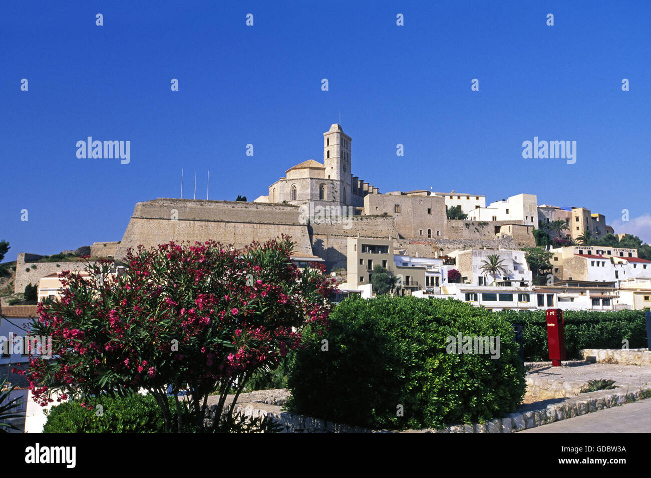 Die Altstadt von Ibiza Stadt, Ibiza, Balearen, Spanien Stockfoto