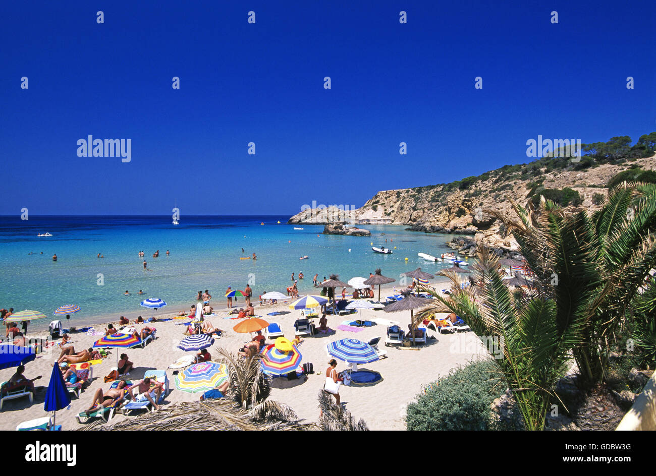 Cala Tarida, Ibiza, Balearen, Spanien Stockfoto