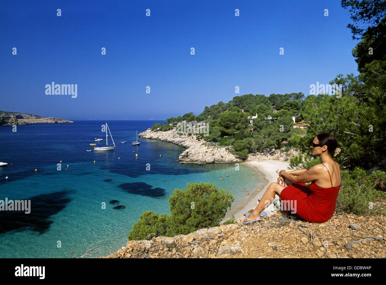 Cala Salada, Ibiza, Balearen, Spanien Stockfoto