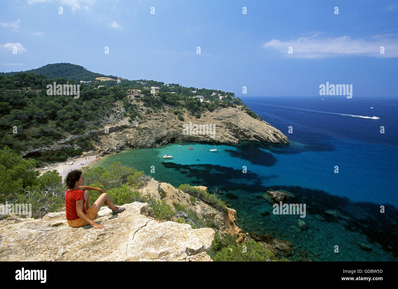 Cala Moli, Ibiza, Balearen, Spanien Stockfoto