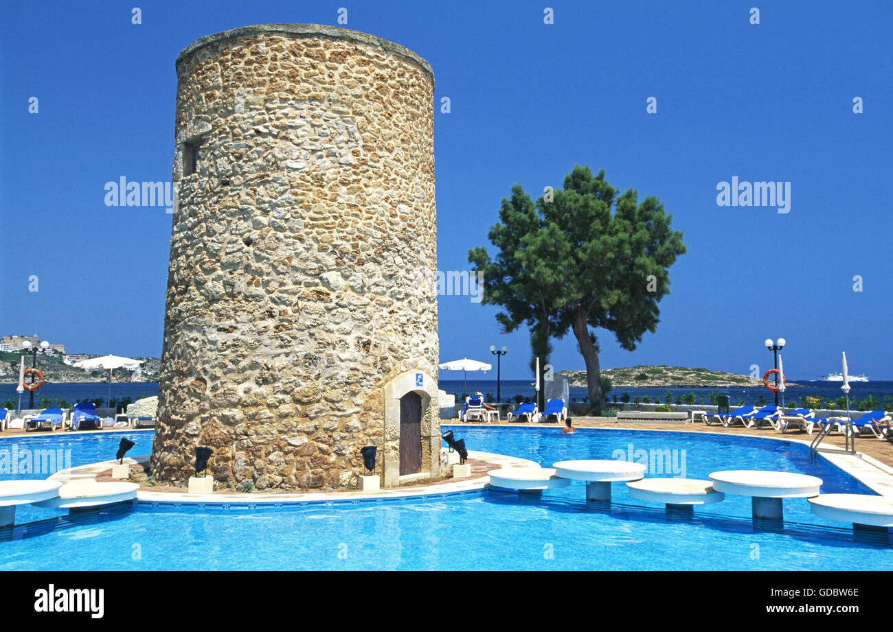 Schwimmbad in Figueretes, Ibiza, Balearen, Spanien Stockfoto