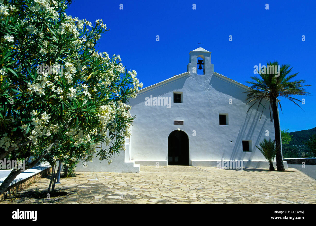 Kirche in San Joan de Labritja, Ibiza, Balearen, Spanien Stockfoto
