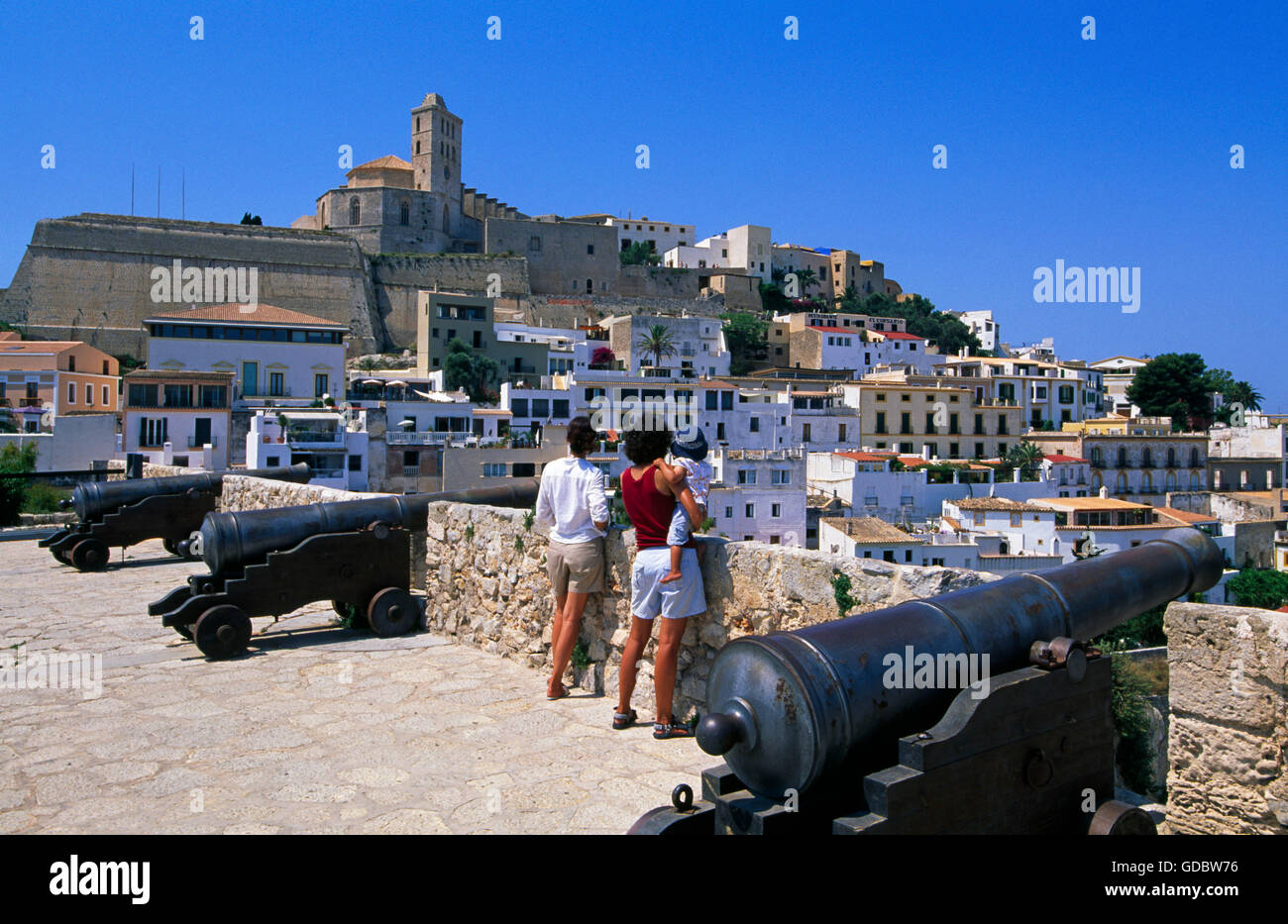 Alte Stadt von Ibiza-Stadt, Ibiza, Balearen, Spanien Stockfoto