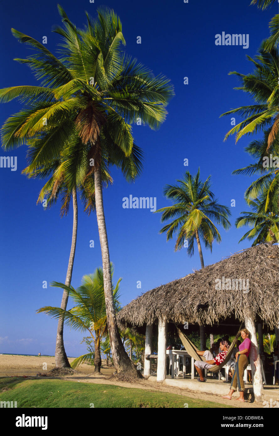 Strandbar, Las Terrenas, Halbinsel Samaná, Dominikanische Republik Stockfoto