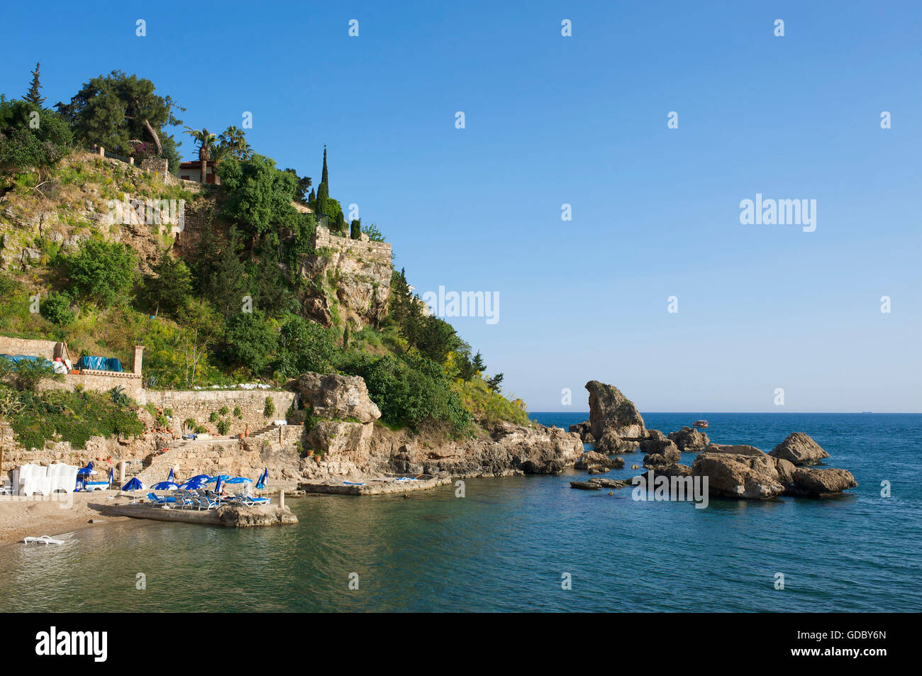Strand von Antalya, türkische Riviera, Türkei Stockfoto