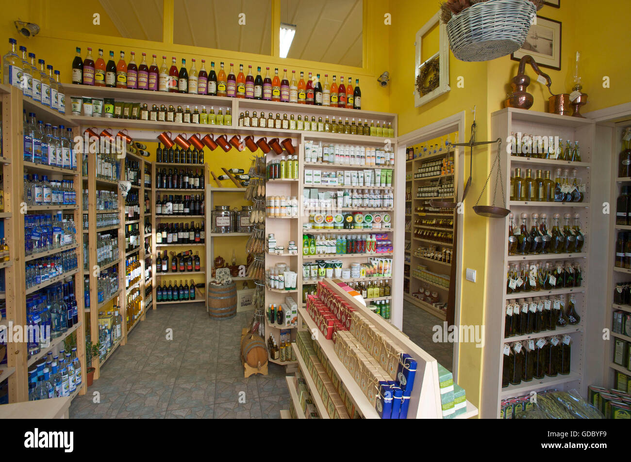 Souvenir-Shop in der Altstadt von Chania, Kreta, Griechenland Stockfoto