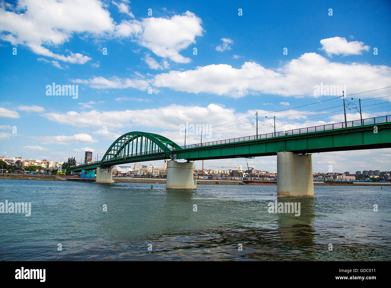 Alte Bahn Brücke am Fluss Sava in Belgrad, Serbien Stockfoto