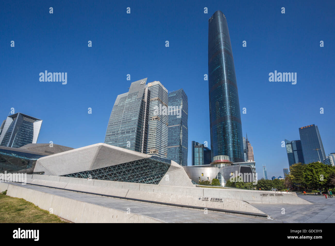 China, Provinz Guangdong, Guangzhou City, Wuyang Neustadt, Guangzhou Opera House und internationalen Finanzzentrum Stockfoto